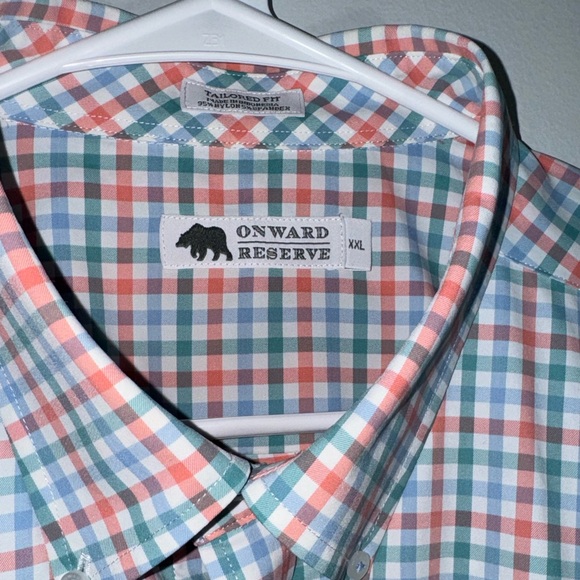 Onward Reserve Mens Large Plaid Long Sleeve Tailored Fit Performance Button Down - Picture 2 of 2